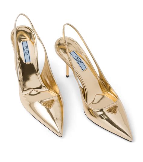 prada metallic slingback|Prada heels price.